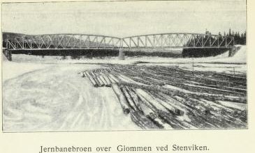 Jernbanebroen over Glommen ved Stenviken
